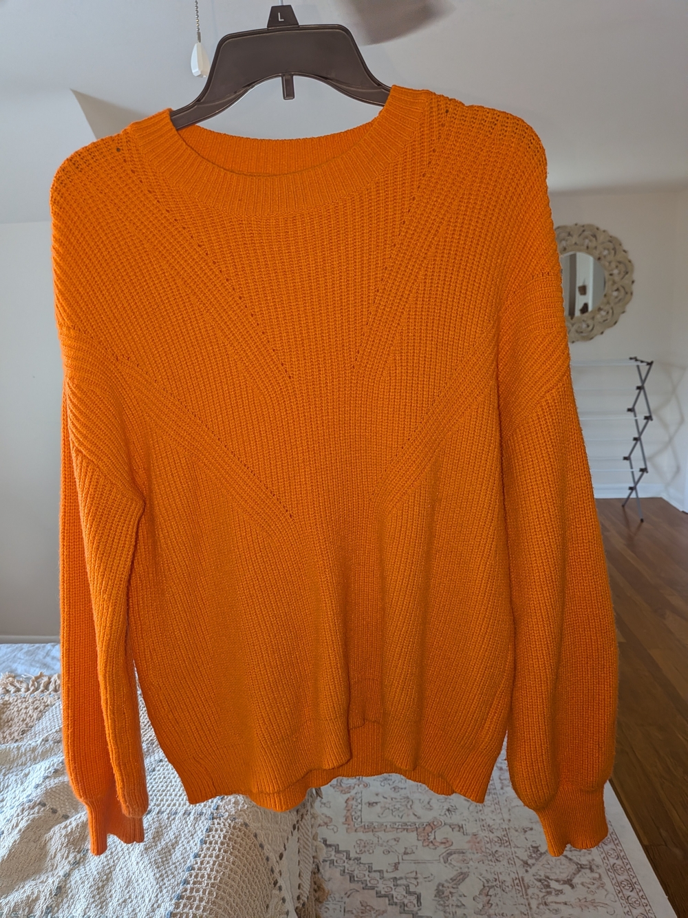 Women's Orange Knit Crewneck Sweater